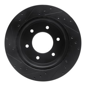 Ford Bronco Brake Rotor (1) - Rear Right - R1 Concepts - Drilled & Slotted - Black - `19-`25
